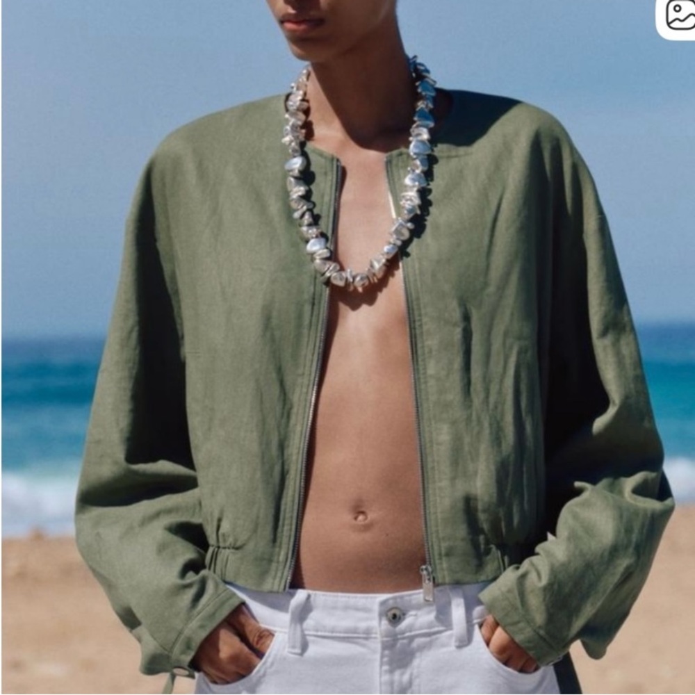 Zara Khaki Bomber Jacket for Women